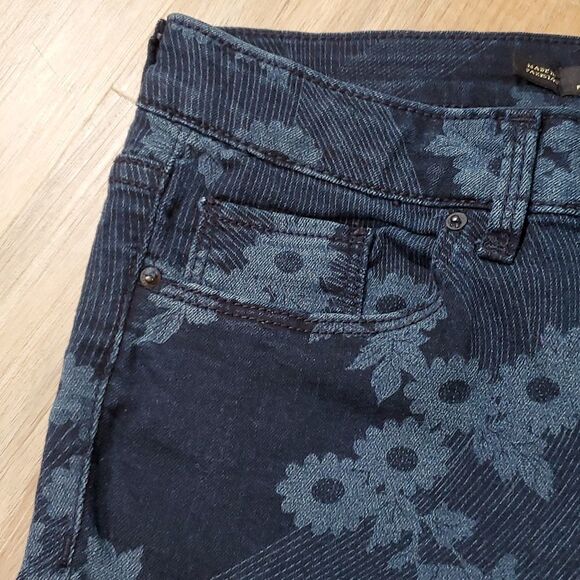 🔺️Zara Blue Floral Print Slim Fit Jeans Size 00/23 - Picture 5 of 9